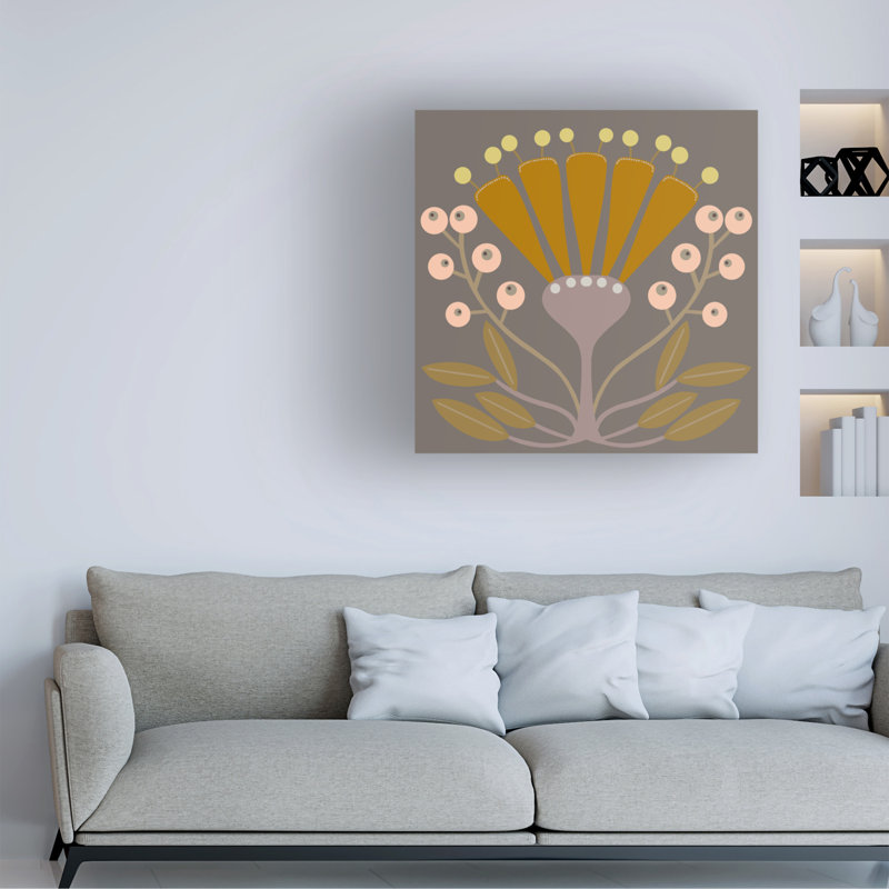 «Graphic Folk Flower I» sur toile, H 24 po x l 24 po
