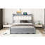 Grand lit en bois avec lit gigogne en bois, gris, 2 tiroirs, lit plateforme avec rangement pratique, option confortable-1628068323