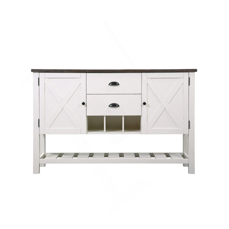 Brown And White 2-Drawer Server