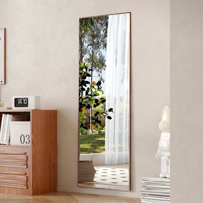 Miroir Quinnisha, H 63 po x l 19 po, Bois massif, Brun