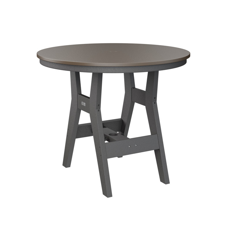 Table de salle à manger ronde de 38 po Berlin Gardens Harbor, Gris fumée, H 30,37 po x l 38 po x P 38 po, Bronze martelé