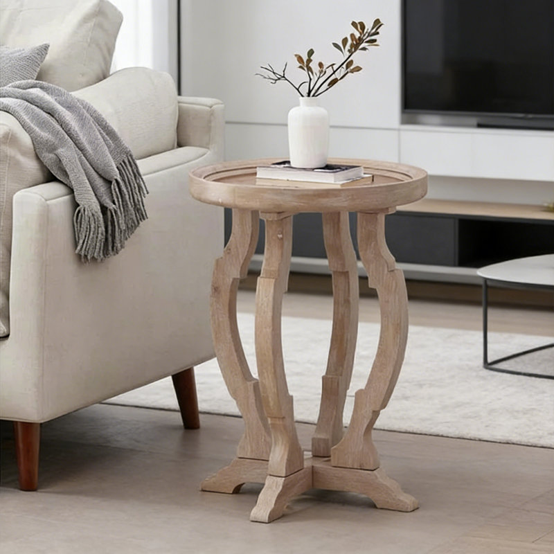 Table de bout French Country avec base en sablier, table d'appoint ronde