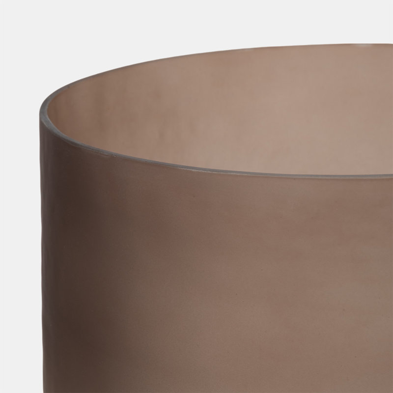 Modern Metal and Glass Hurricane Lantern with Cylindrical Iron Frame and Decorative Textured Base for a Sleek Glam Accent Display