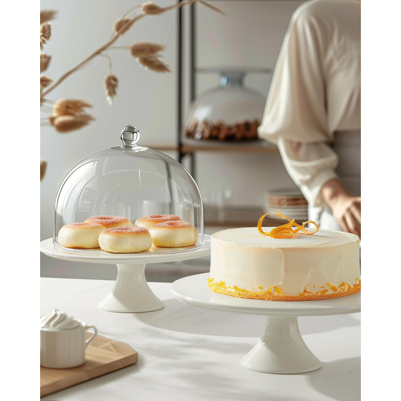 White Porcelain Tiered Cake Stand for Desserts, 12 x 12 Inches