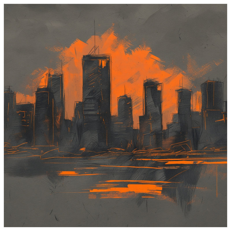 Orange City Skyline Comforter, Twin