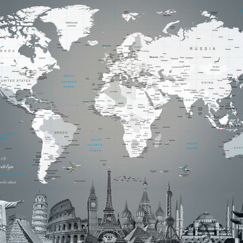 Carte du monde personnalisée, H 20 po x l 30 po, Oui