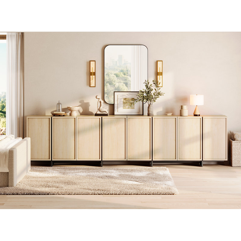 Modern 8-Door Sideboard Buffet Cabinet With T-Shaped Legs, Large Storage Cabinet For Living Room, Dining Room & Kitchen, Multifunctional Coffee Bar