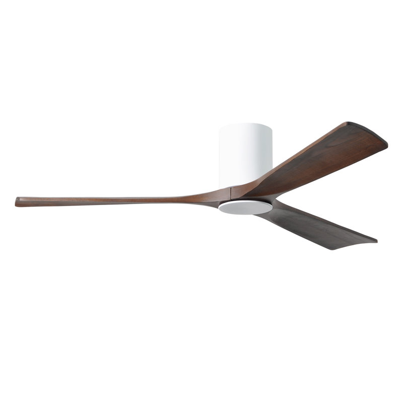 Olivier Ceiling Fan with LED Lights, Gloss White, Walnut, 60"