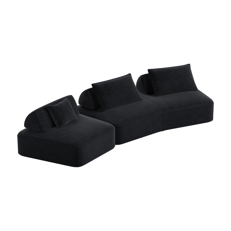 Modern 139" Curved Modular Sectional Sofa, Dark Gray Chenille