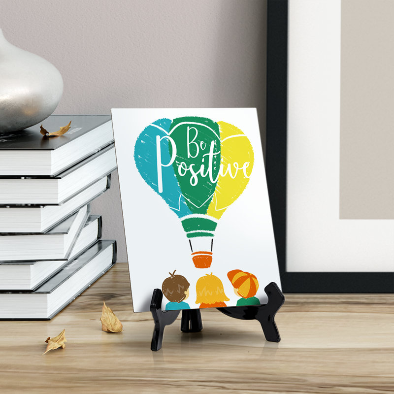 Enseigne de table «Be positive» avec support en acrylique