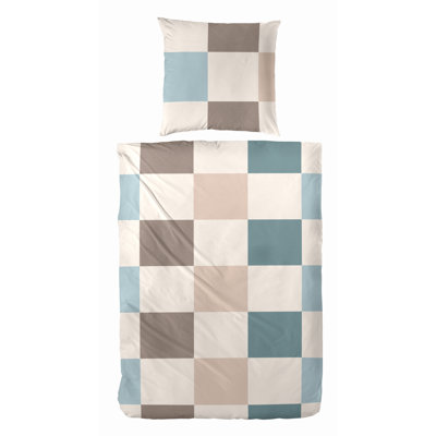 Ribaudo Cotton Chequered Duvet Cover Set with Pillow Shams