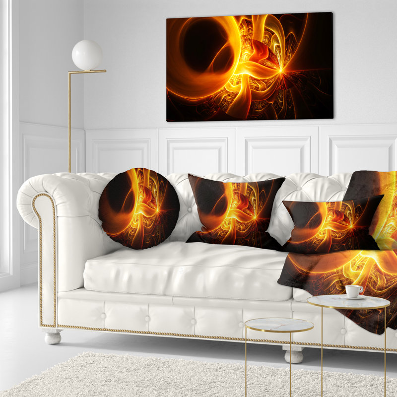 Designs on Black - Coussin imprimé abstrait, Jaune