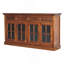 Buffet en bois grand vitré, 4 tiroirs, 4 tablettes, châtaignier, brun foncé