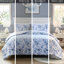 Housse de couette rétro à motif floral et rayé en microfibre simple, attaches intérieures, bleu lavable à la machine pour la fermeture à boutons, textile-126060679