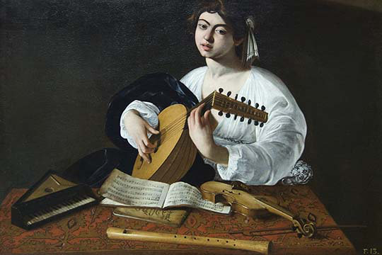 "the lute player" par caravaggio-impression, H 24 po x l 36 po x P 1,5 po