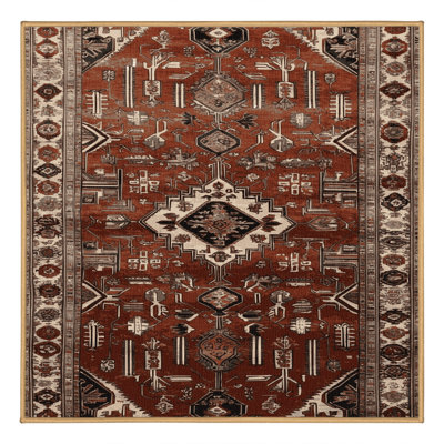 Machine Washable Persian Brown Area Rug