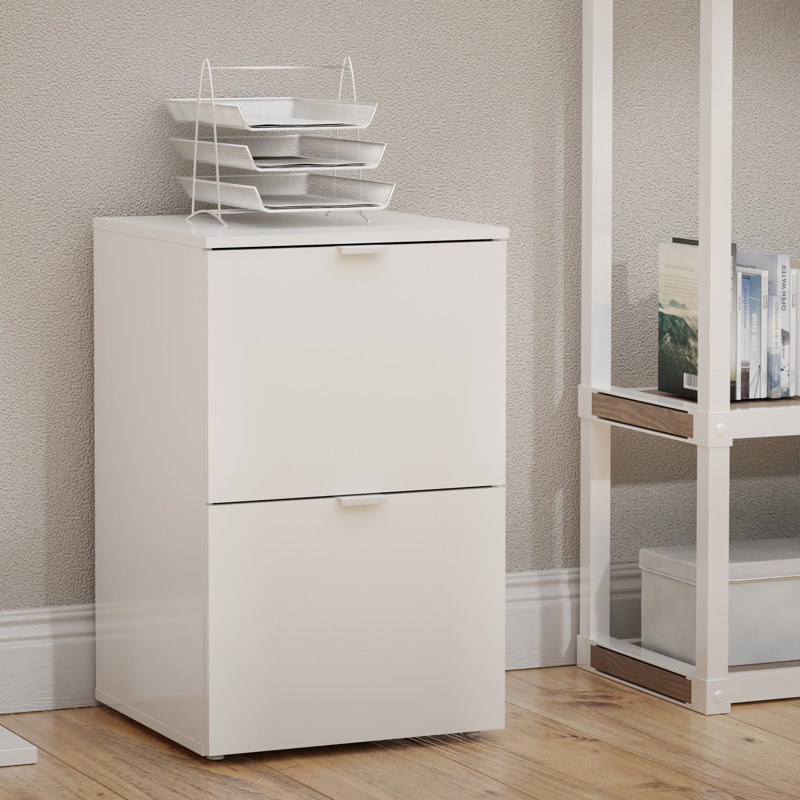 Dallas Modern 2-Drawer Nightstand/Small Desk - Versatile Storage - W17.8" - White