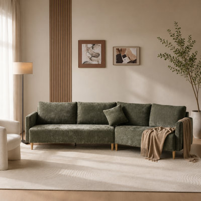 Curved Sectional Symmetrical Sofa, Breathable Linen Fabric Upholstered Couch With Removable Back Cushions