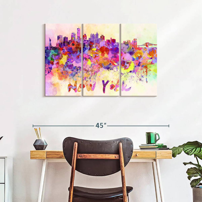 New York City, reproduction d'art sur toile abstraite, H 38 po x l 24 po x P 1,25 po