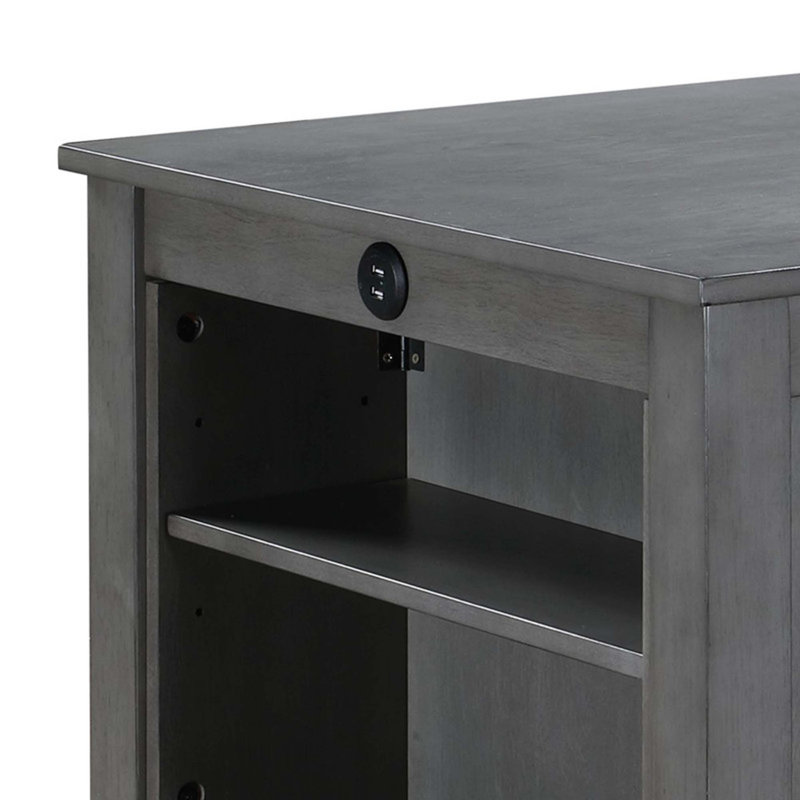 Space-Saving Counter Height Dining Table with USB Charging and Storage Shelves
