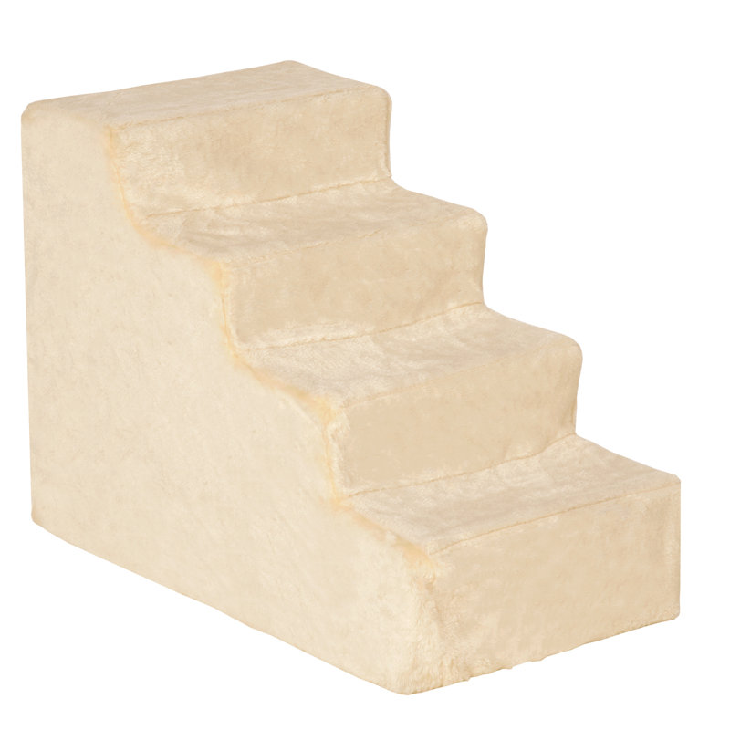 Dylon Four-Step Portable Dog Stairs with Washable Plush Cover, Beige