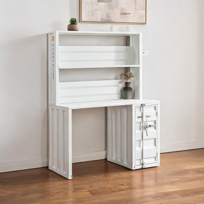 Bureau d'écriture rectangulaire avec huche de rangement et serrure, structure en fer, largeur de 44 pouces, pour bureau à domicile