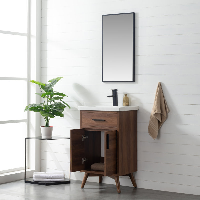 Binford 20" Single Bathroom Vanity Set, Walnut/Matt Black