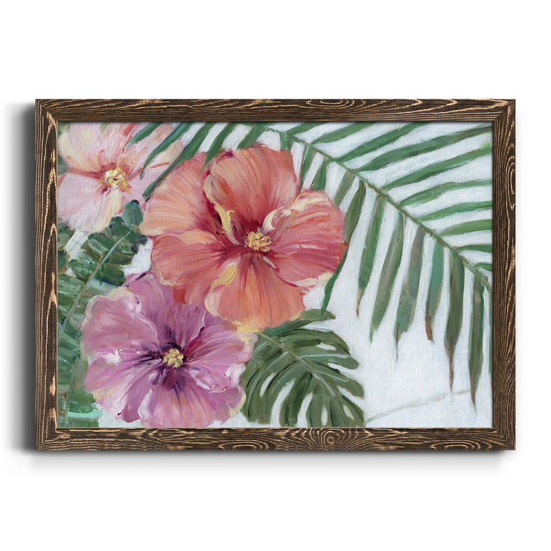 Blooming Hibiscus - Reproduction d'art sur toile encadrée, Toile avec cadre en noyer, H 24 po x l 18 po x P 1,5 po