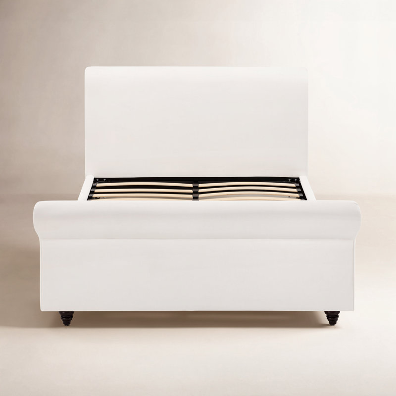 Lit-bateau tapissier Waverly, Grand lit, Tweed perlé Prestige