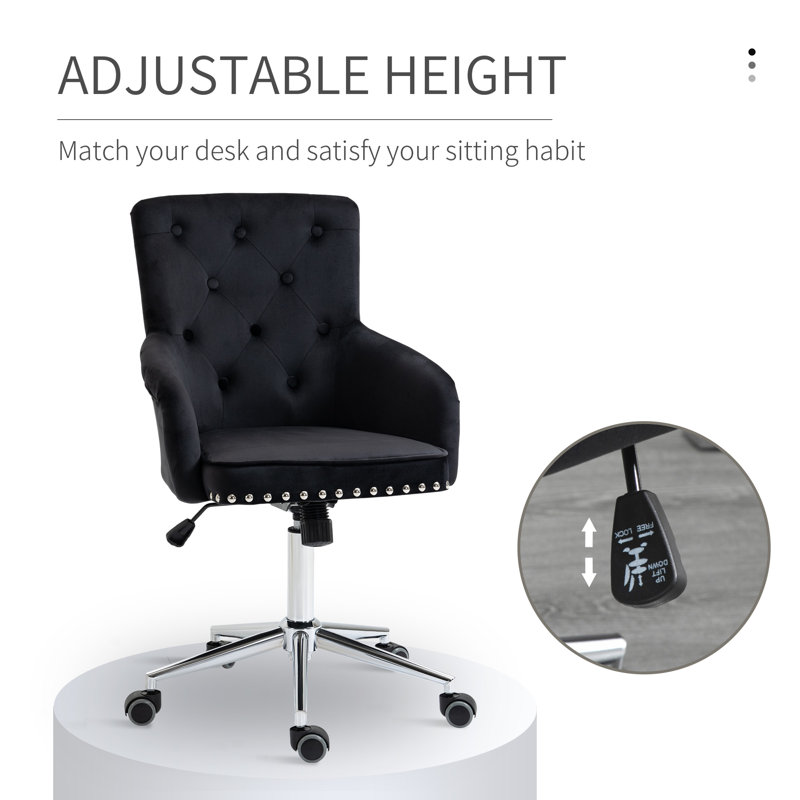 Gabouray Velvet Task Chair, Black