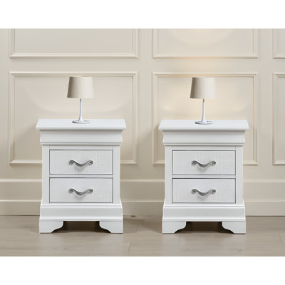 Eslov White Pearl Nightstand Set Of 2