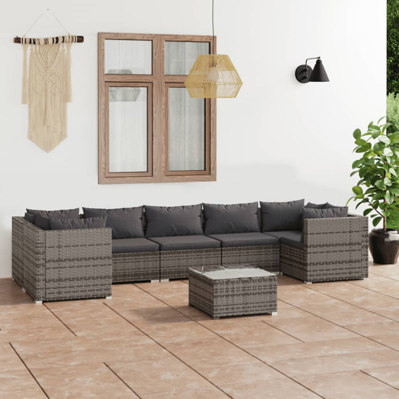 23.6" Wide Rectangle Patio Sectional Set with Cushions