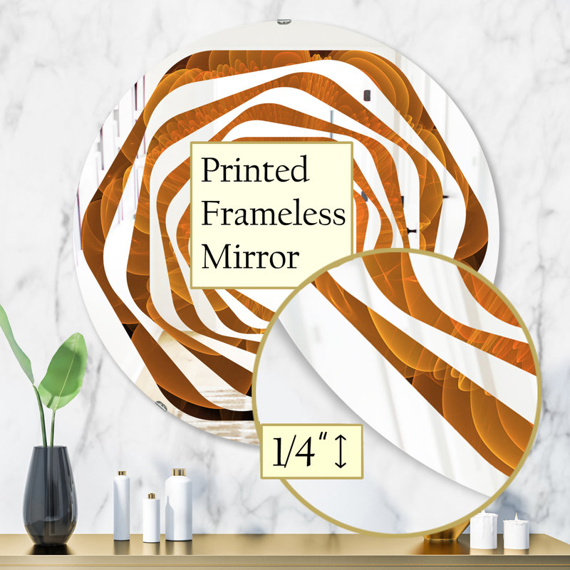 Miroir mural moderne sans cadre en forme de fleur whirl water lily digital art, 23,6 po x 23,6 po