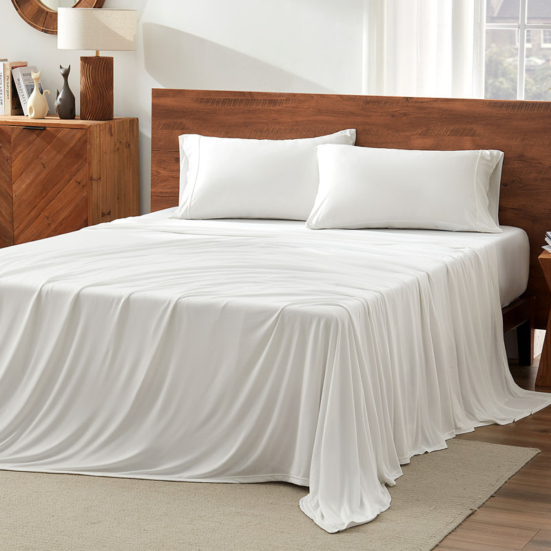 Solid Jersey Knit Sheet Set, Queen Sheet Set with  4 additional pieces, White