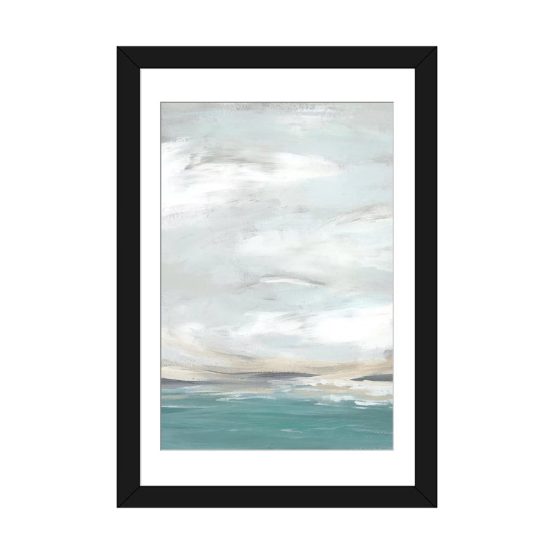«Seafoam Vista II», reproduction sur toile, H 32 po x l 24 po x P 1 po, Papier avec cadre noir, Blanc