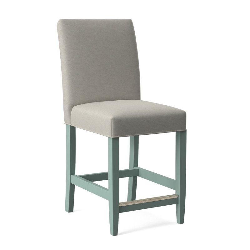 Manhattan Upholstered Stool with Solid Wood Frame, Black Finish, White Performance Fabric; 0851-94