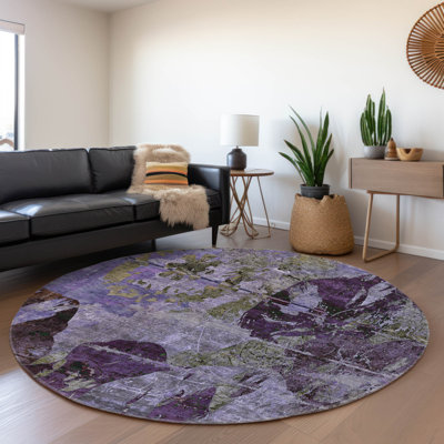 Premium Machine Washable Cerrito AMF555 Purple Rug