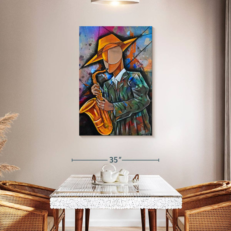 Abarca Cubism Saxophonist, H 45 po x l 30 po