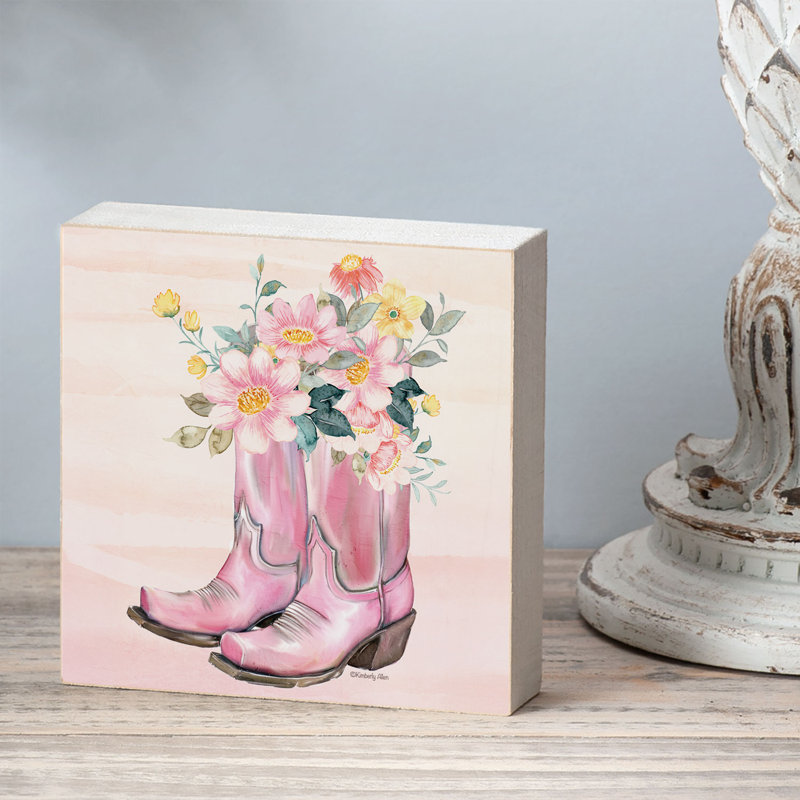 Enseigne florale autoportante en bois massif à motif floral