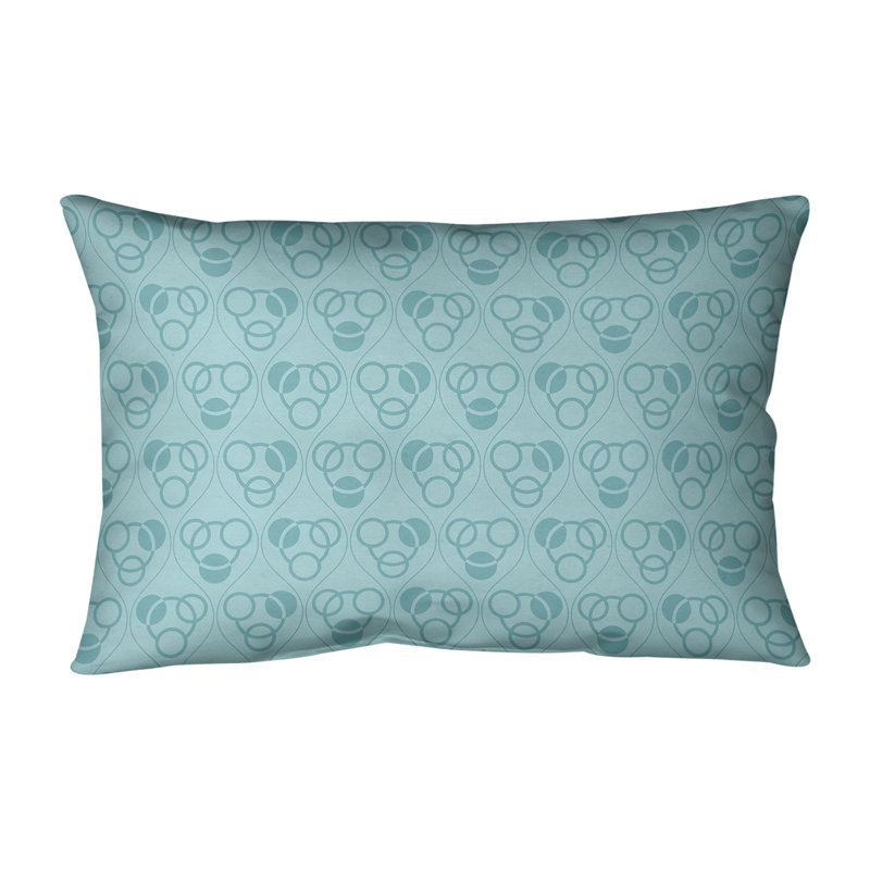 Coussin lombaire classique à motif de cercles Waves, H 14 po x l 20 po, Pas de bourre, sarcelle
