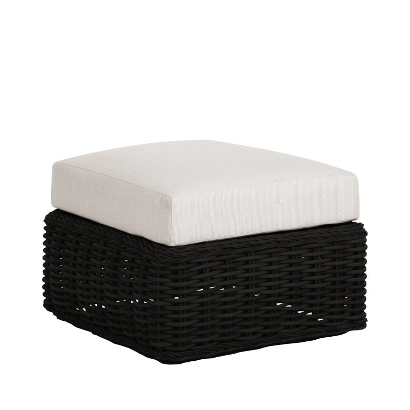 Repose-pieds d'extérieur Soho Woven N-Dura, Welt, Noir, Sunbrella® ‑ lin neige
