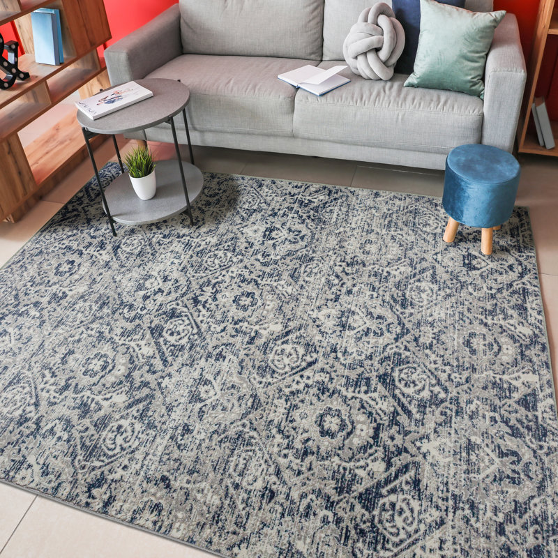 Aidy 1244 Transitional Abstract Blue Area Rug, Rectangle 7'10" x 10'6"