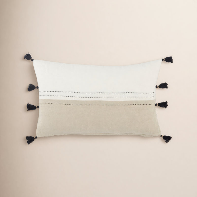 Griffin Striped Linen Reversible Throw Pillow, No Fill