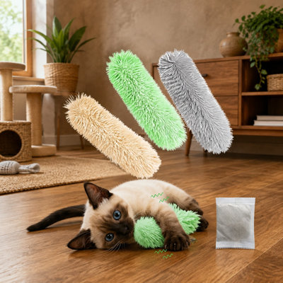 Ensemble de 3 coussins doux et résistants à l'herbe à chat avec bruit de froissement pour l'exercice interactif des chatons d'intérieur