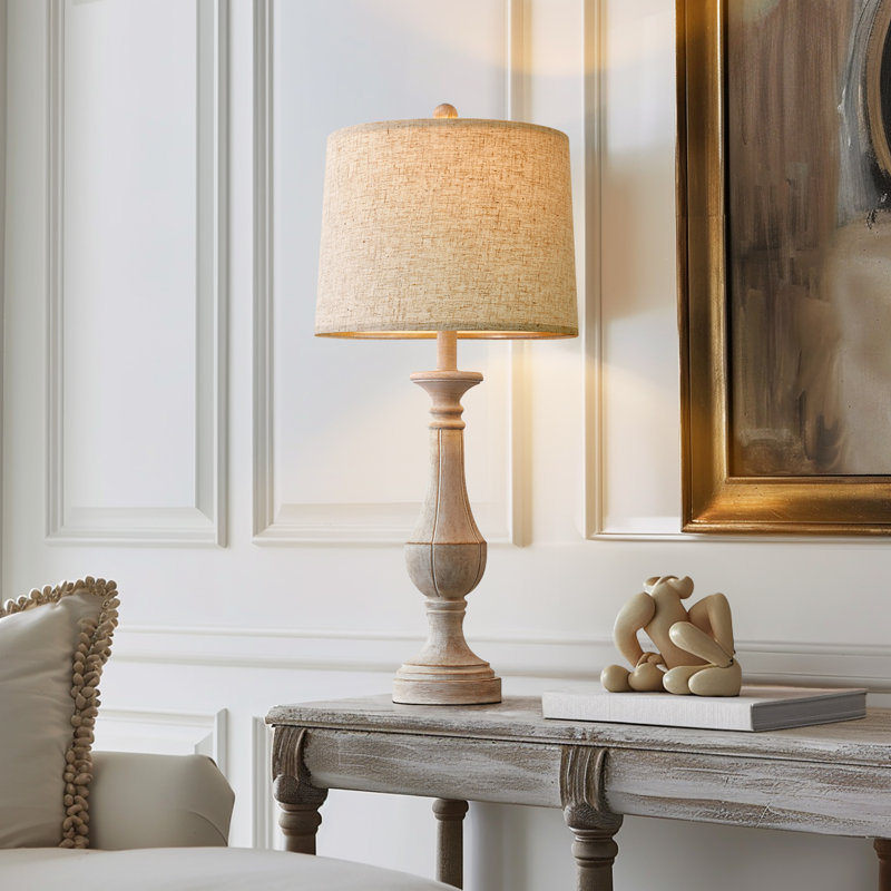 27.25"retro Resin Lamp With Usb Suitable For Living Room,entryway,console,sideboard,sofa Table