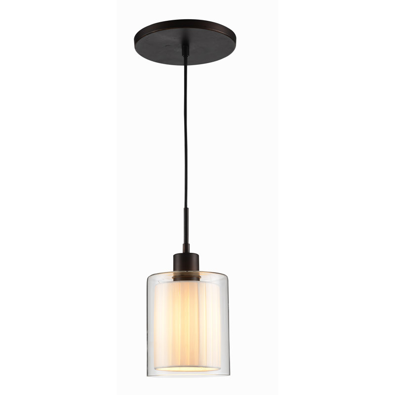 Pittsfield 1 - Light Single Pendant, Off White, Bronze
