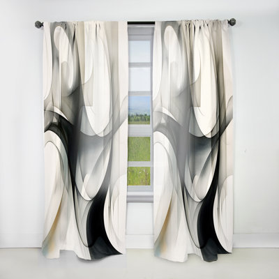 Abstract Neutral XIV - Modern Velvet Curtain - Room Darkening - 1 panel