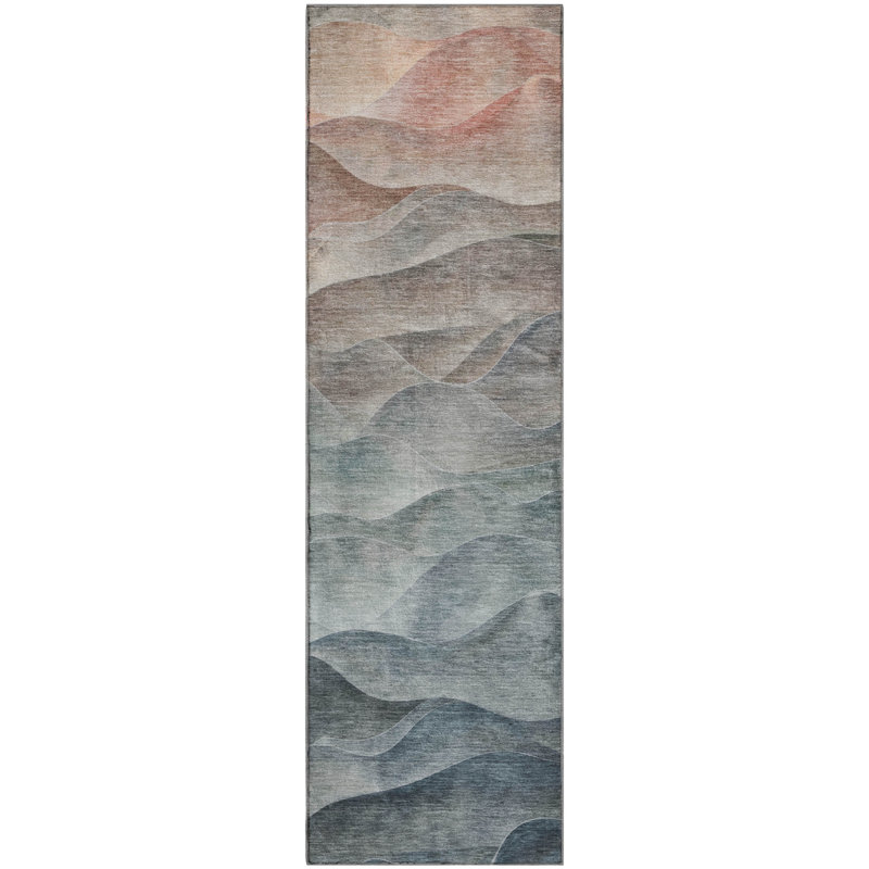 Premium Machine Washable Floyd AMF1618 Waves Rug, Runner 2'3" x 7'6"