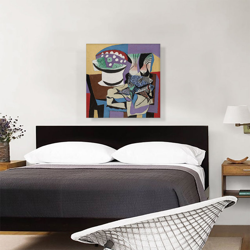 «Still Life with Fish 1923» par Pablo Picasso, reproduction d'art sur toile tendue, H 26 po x l 26 po x P 1,5 po