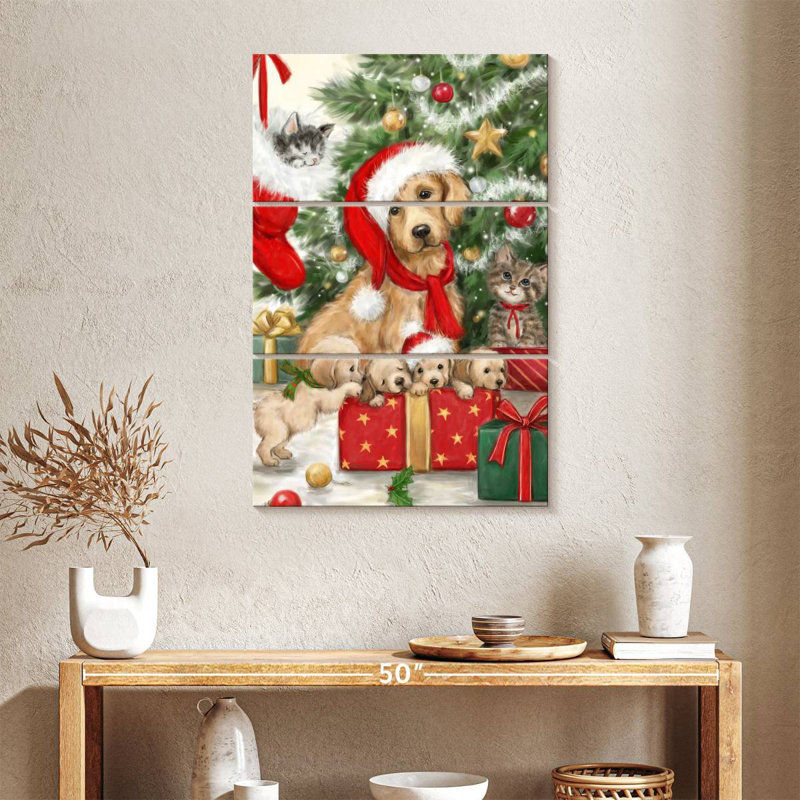 Lelend, chien et chat de Noël, H 23 po x l 14 po